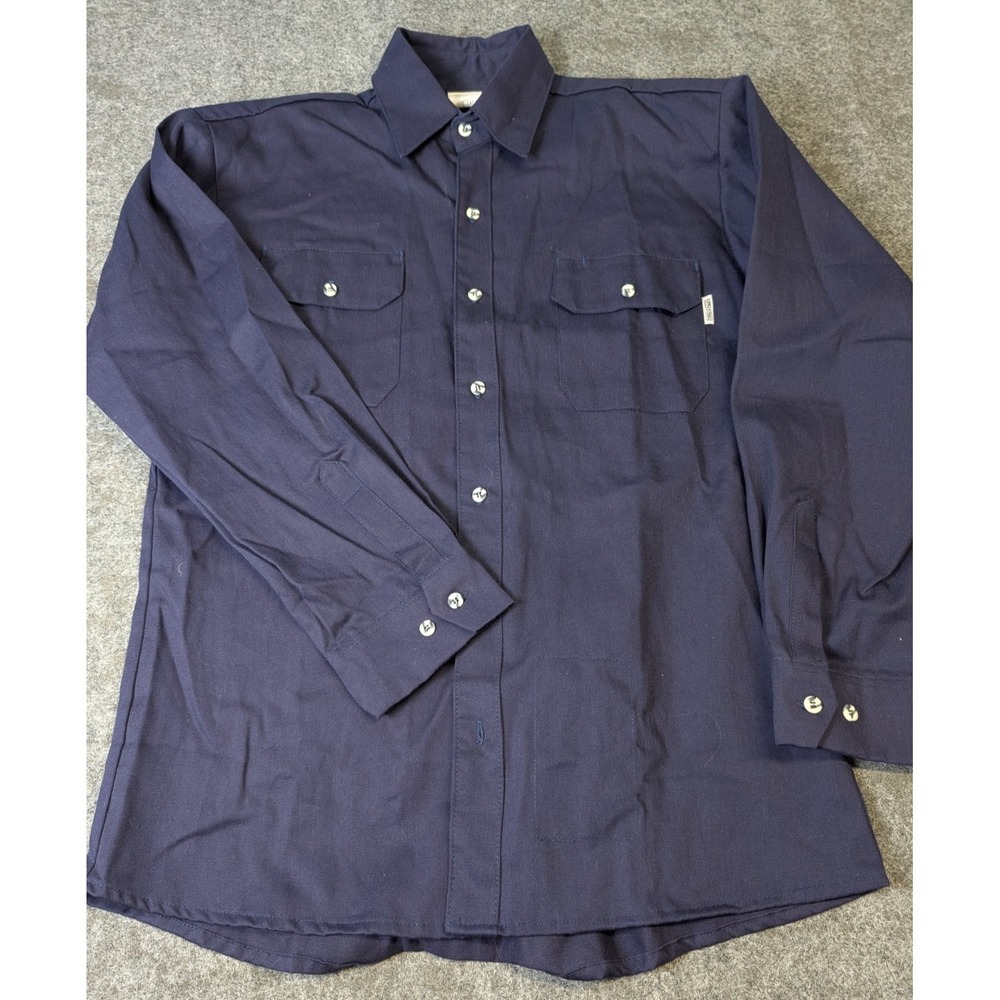 Magid FR Shirt Men Large Navy Blue Flame Fire Resistant  NFPA 70E CAT2 / 2012